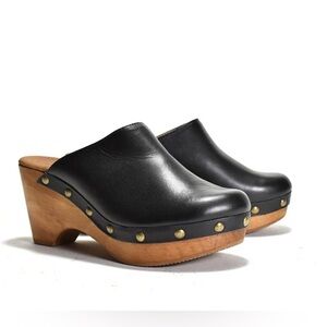 Five Worlds Zorba Cordani Wood and Leather Clogs in Black 9